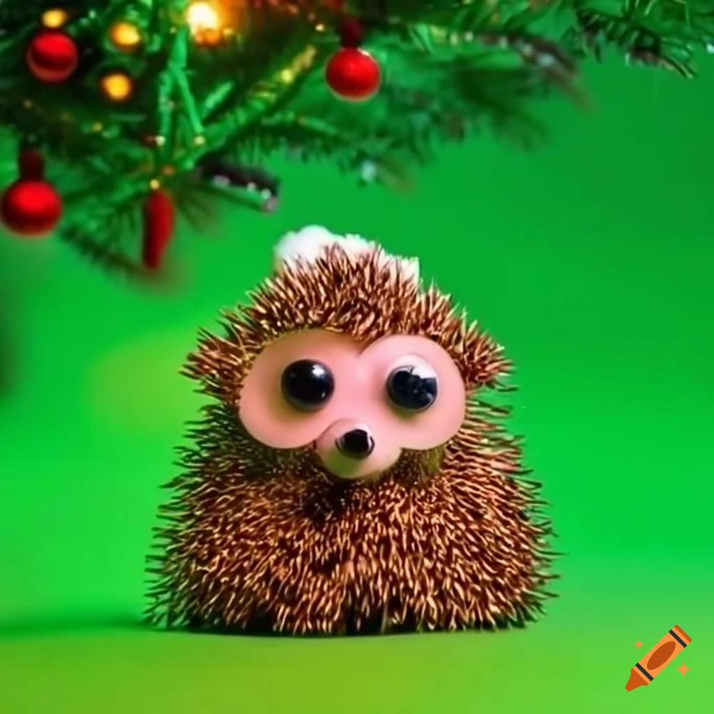 Cute hedgehog in santa hat singing christmas carols on Craiyon