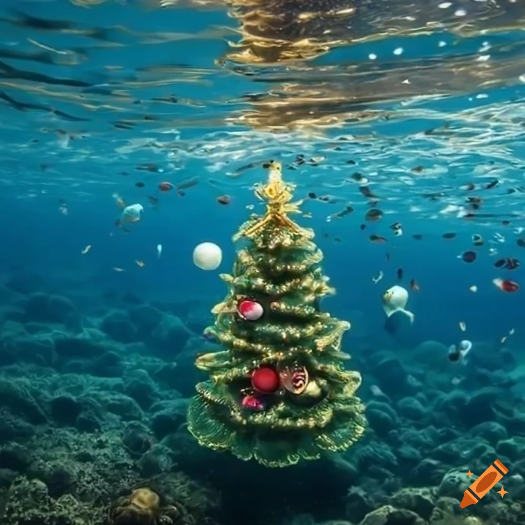 Christmas tree submerged underwater on Craiyon
