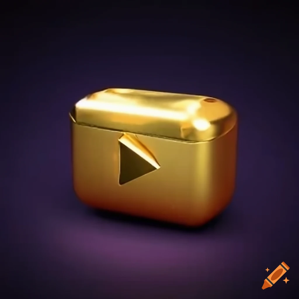 Illustration of youtube logo in a gold box on Craiyon