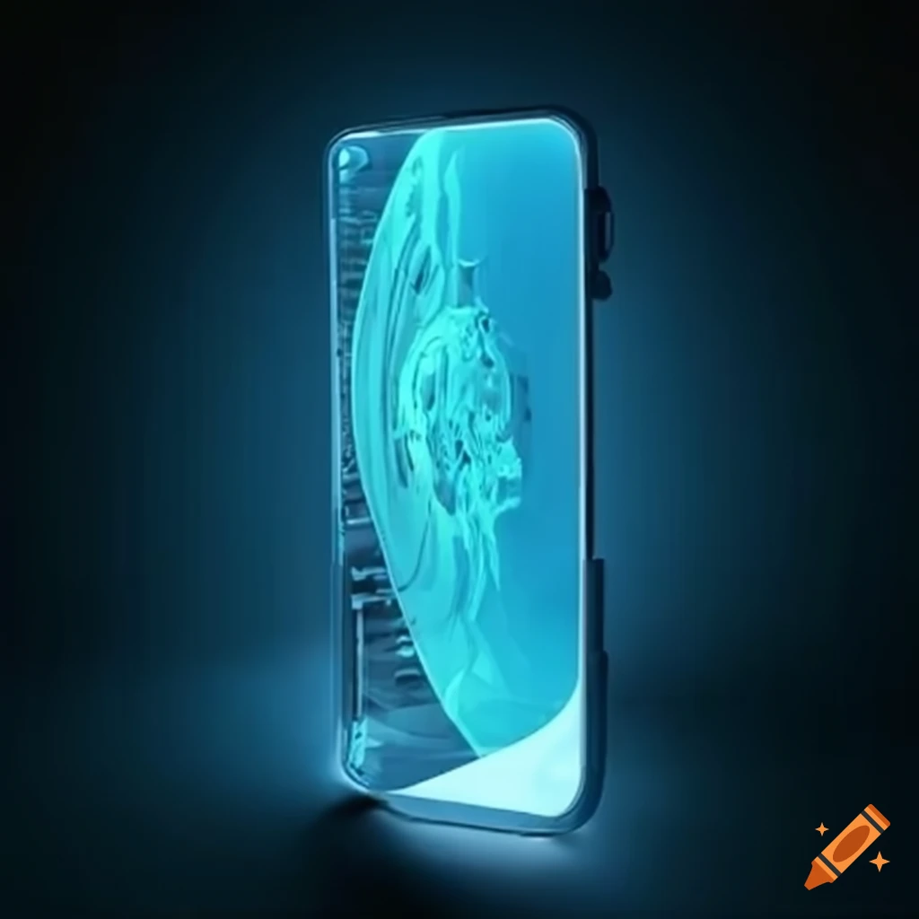 Futuristic smartphone with holographic display on Craiyon