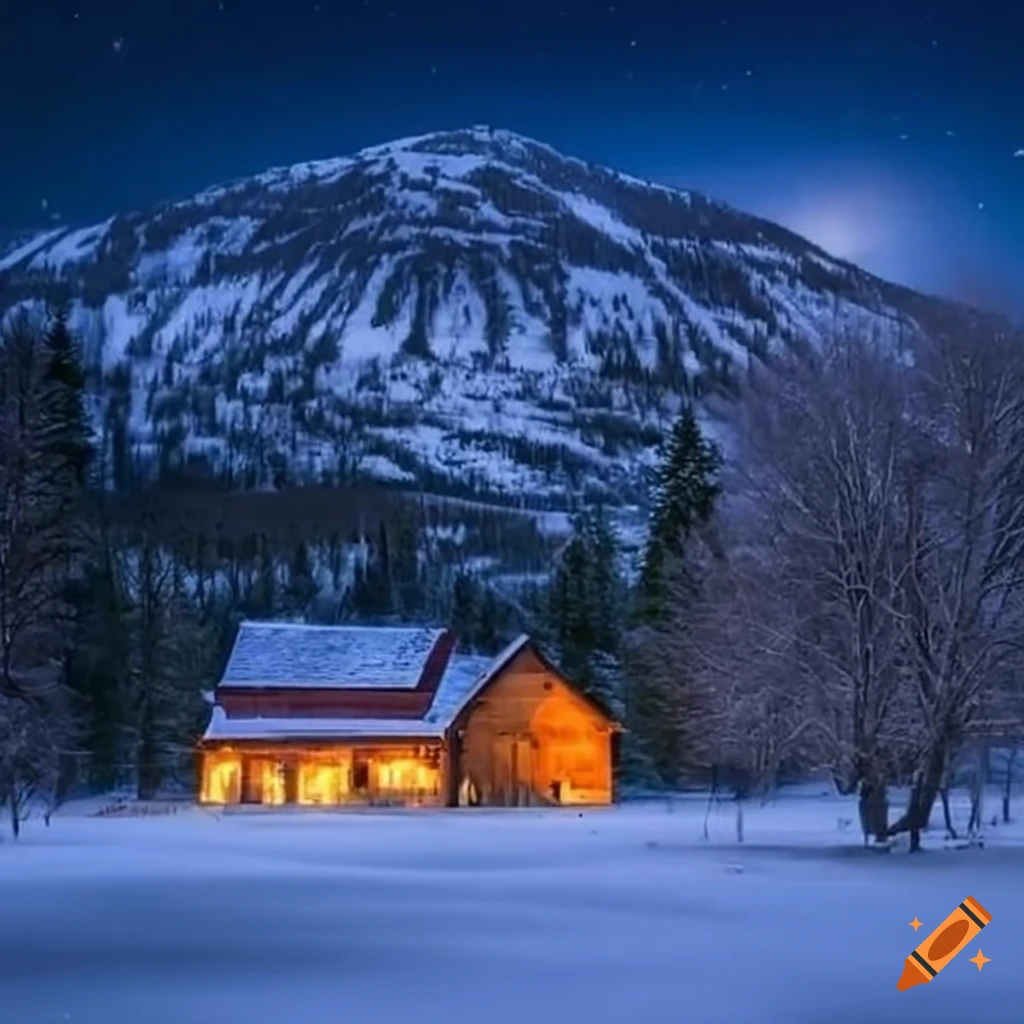 Snowy christmas night at a ranch in montana on Craiyon