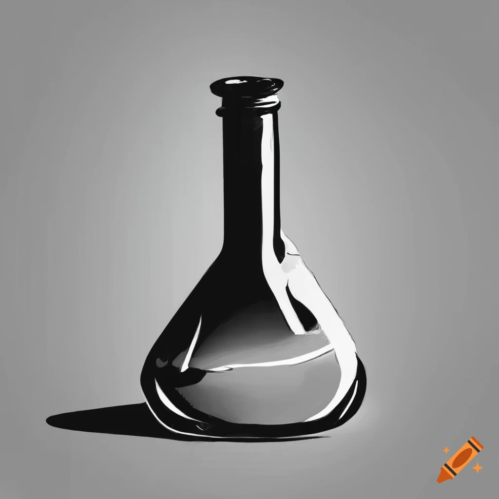 Sketch of a black and white flask