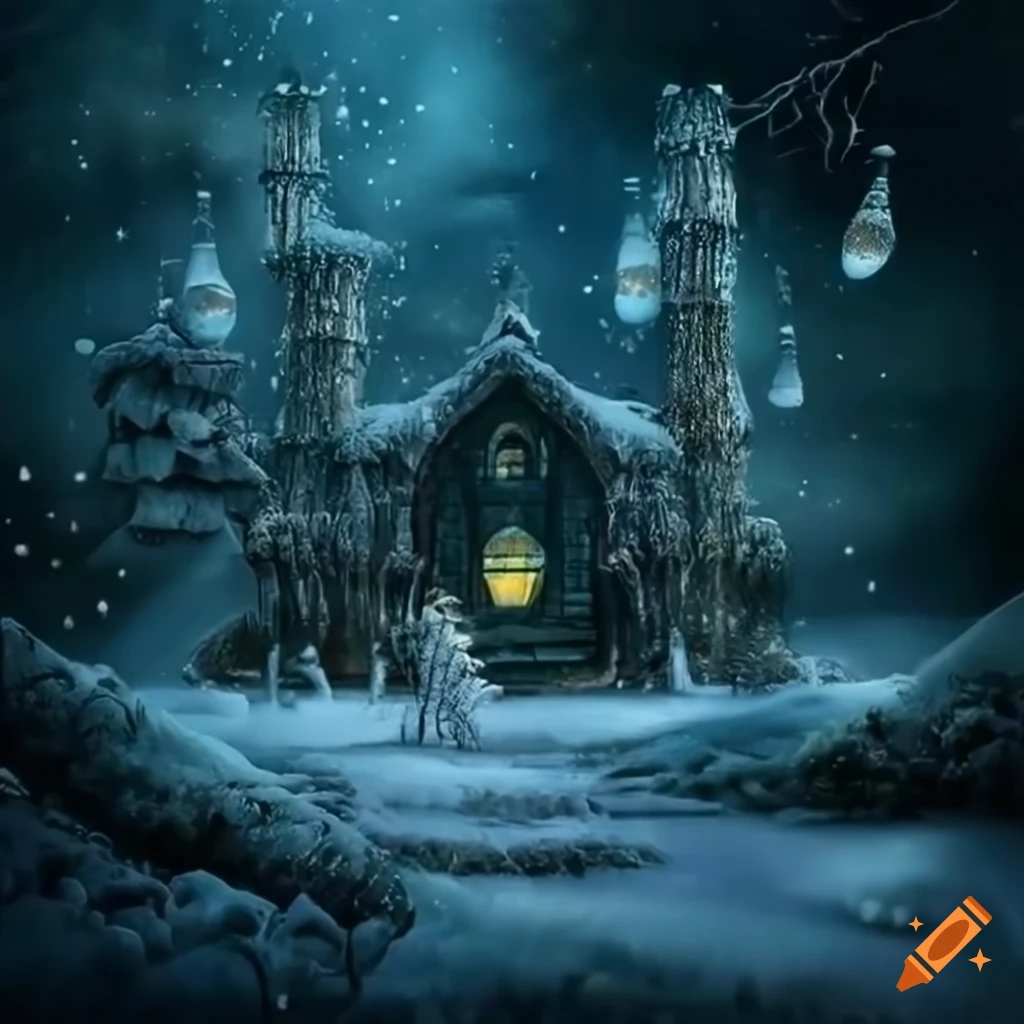 Haeckel-inspired artwork of cute creatures in the snow on Craiyon