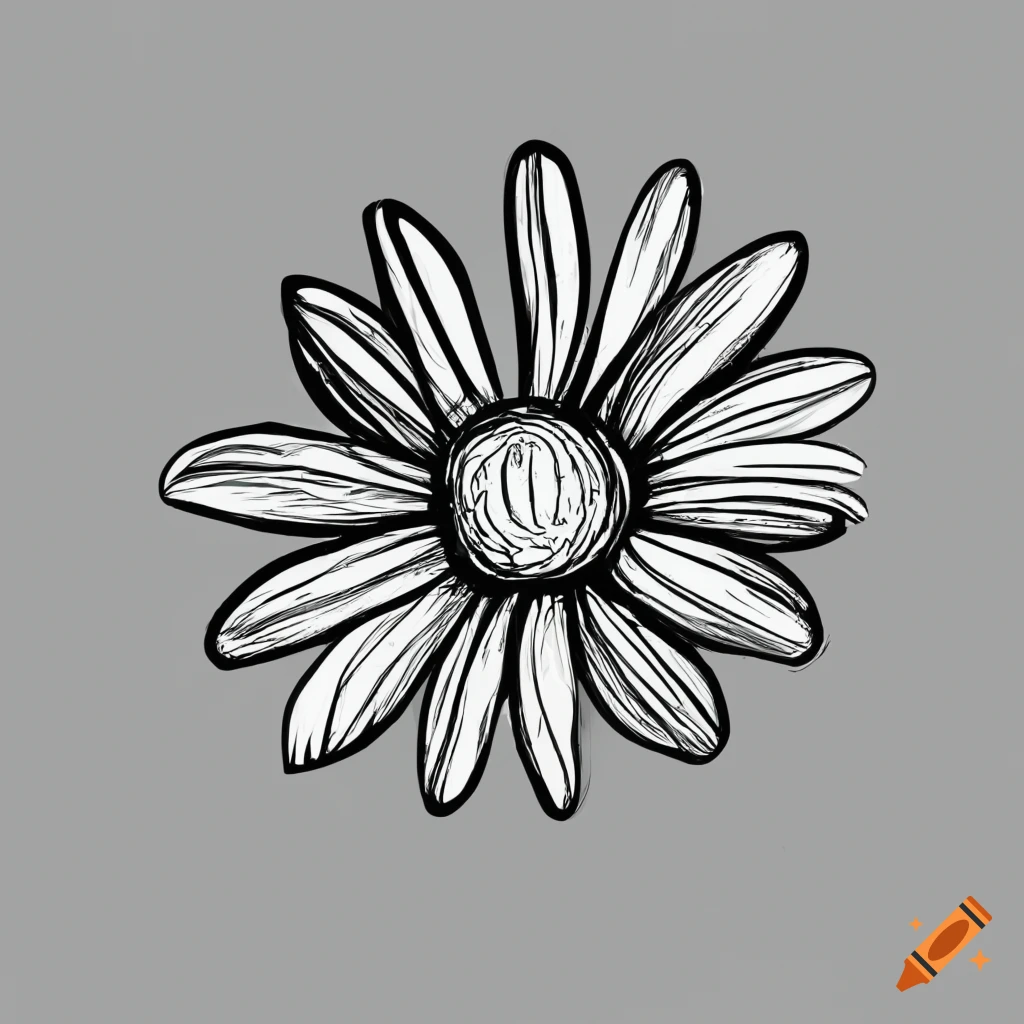 simple hand-drawn daisy on white background