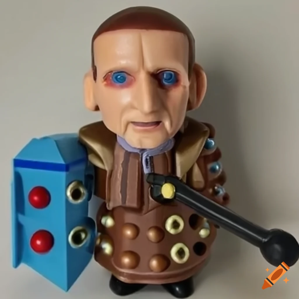 Christopher Eccleston as Doctor Who with mini dalek toys