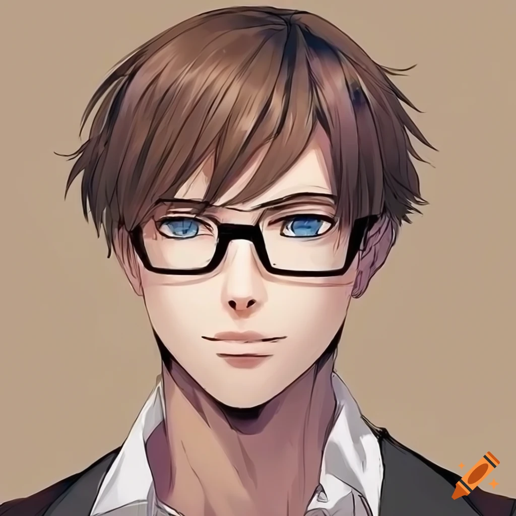 manga-style illustration of a young man with glasses