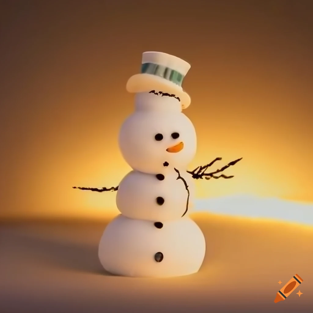 Melting snowman under the sun on Craiyon