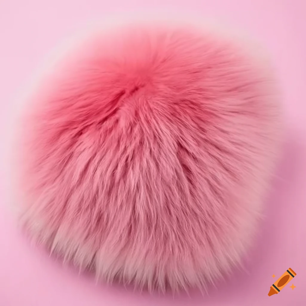 Pink fluffy fox fur pillow