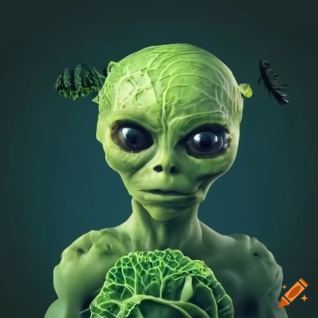 image of an alien with a cabbage-head and insect eyes