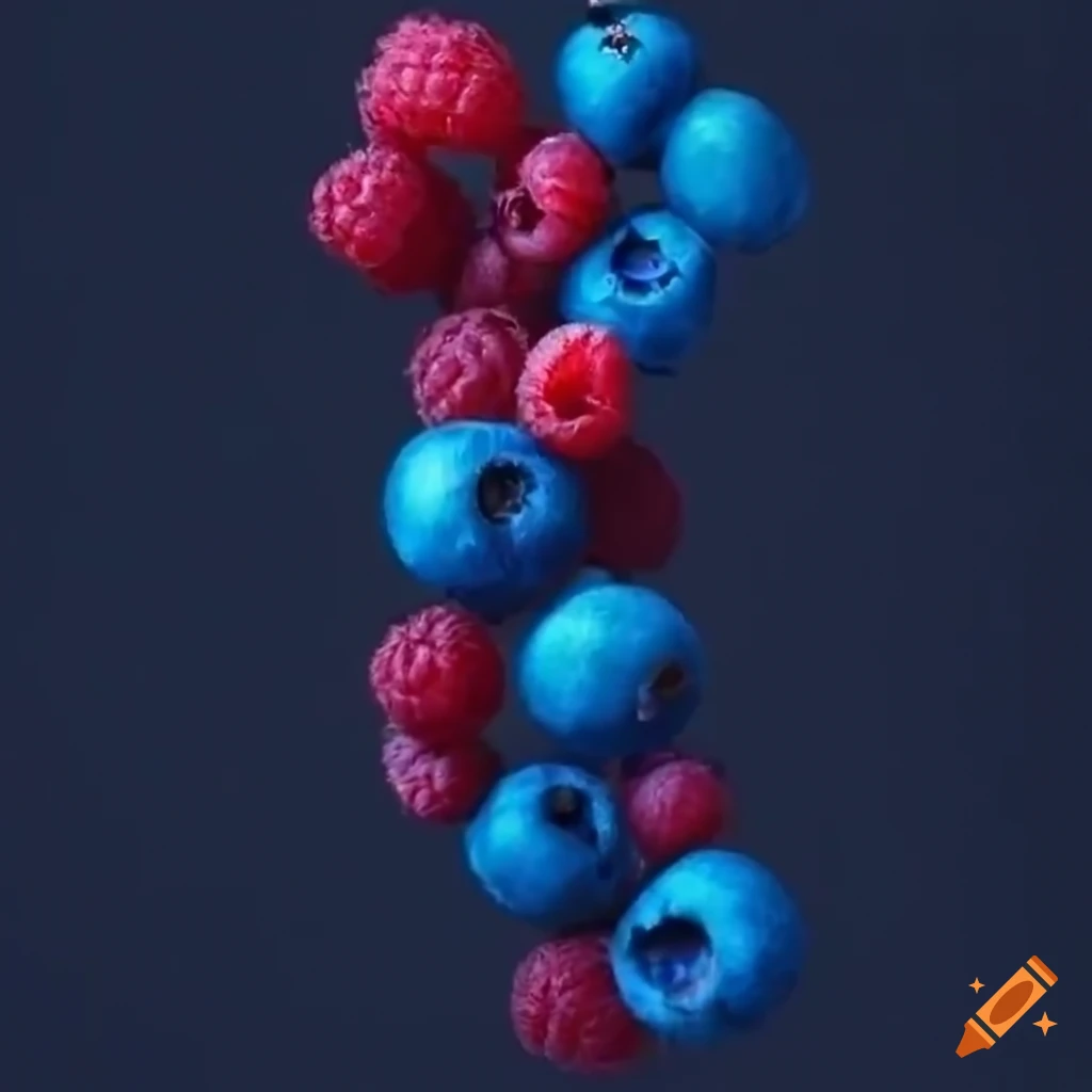 Falling blueberries, raspberries, and cranberries