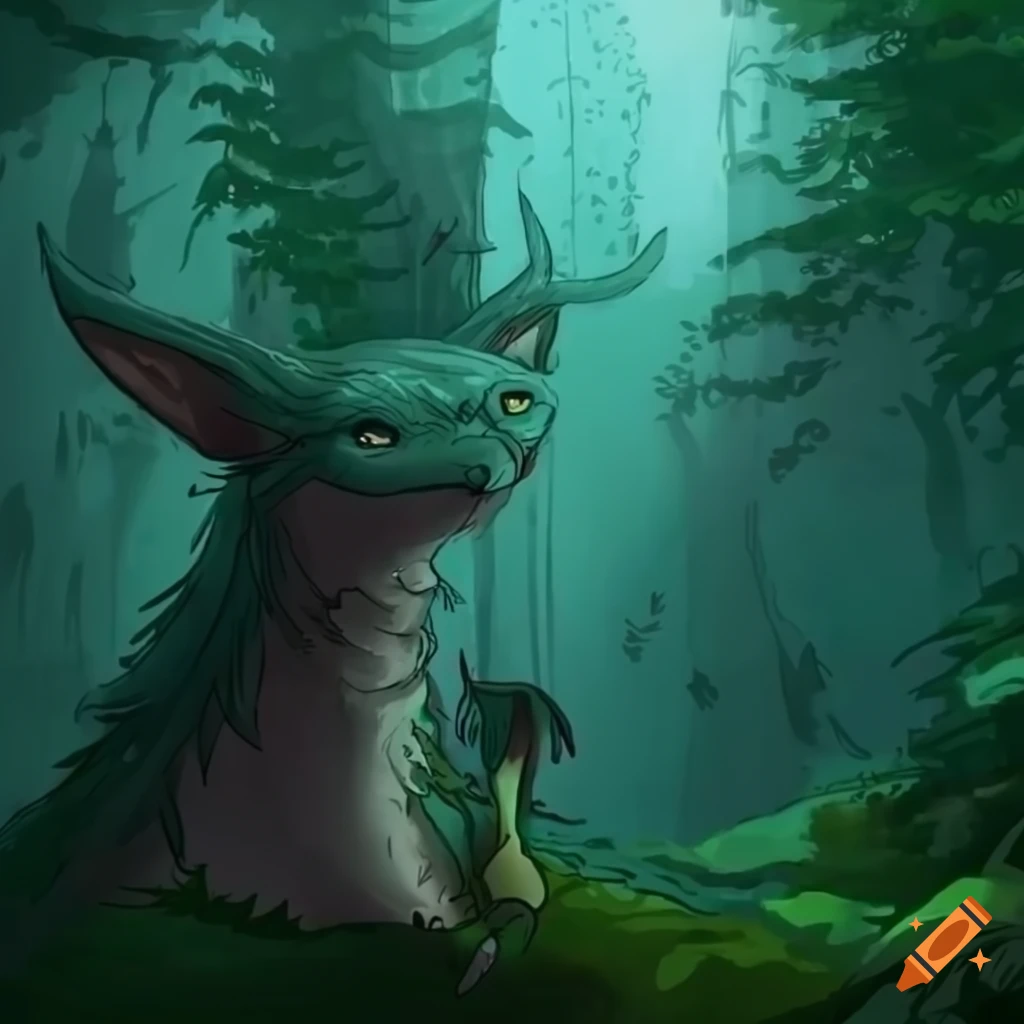 Sketch Of A Strange Animal In A Forest On Craiyon