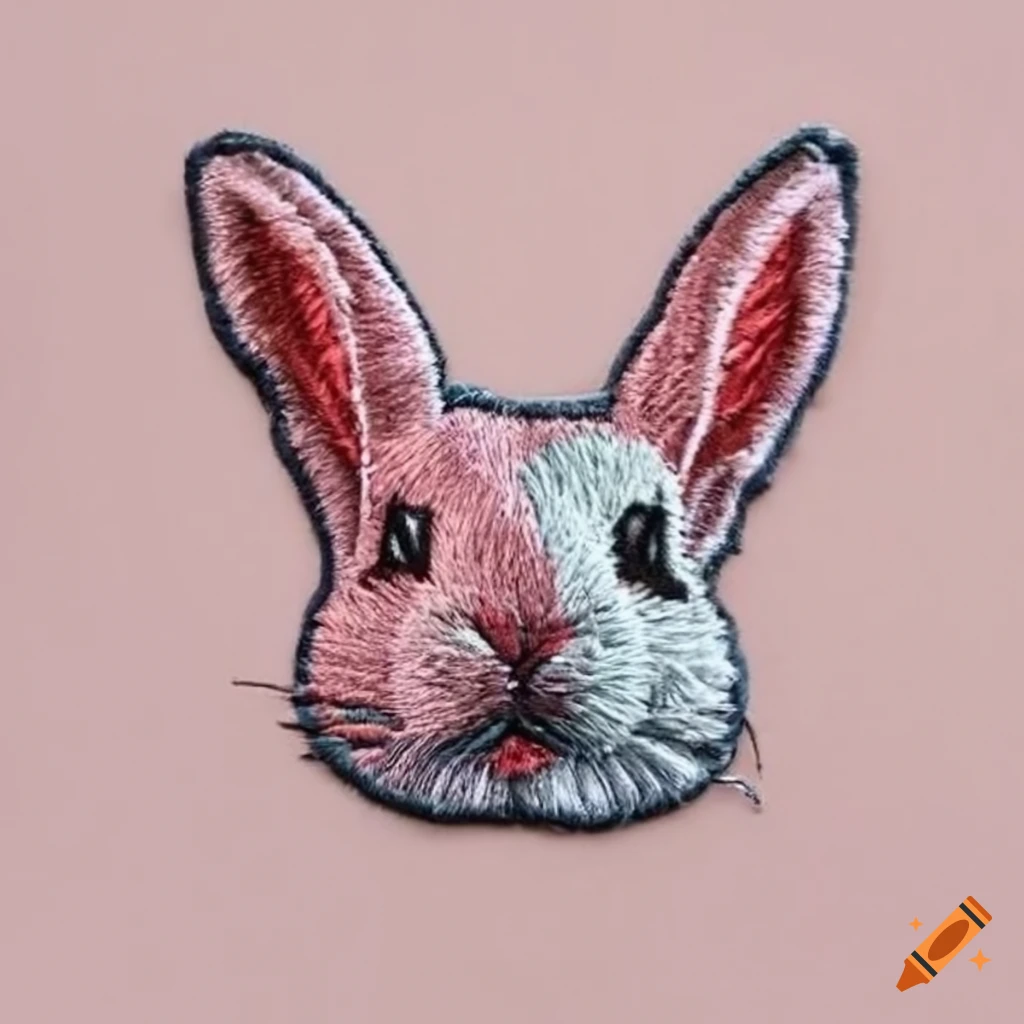 Embroidery patch of a cute rabbit design on Craiyon