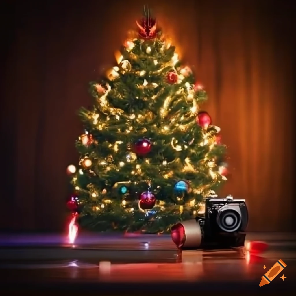 Christmas tree with a camera underneath on Craiyon