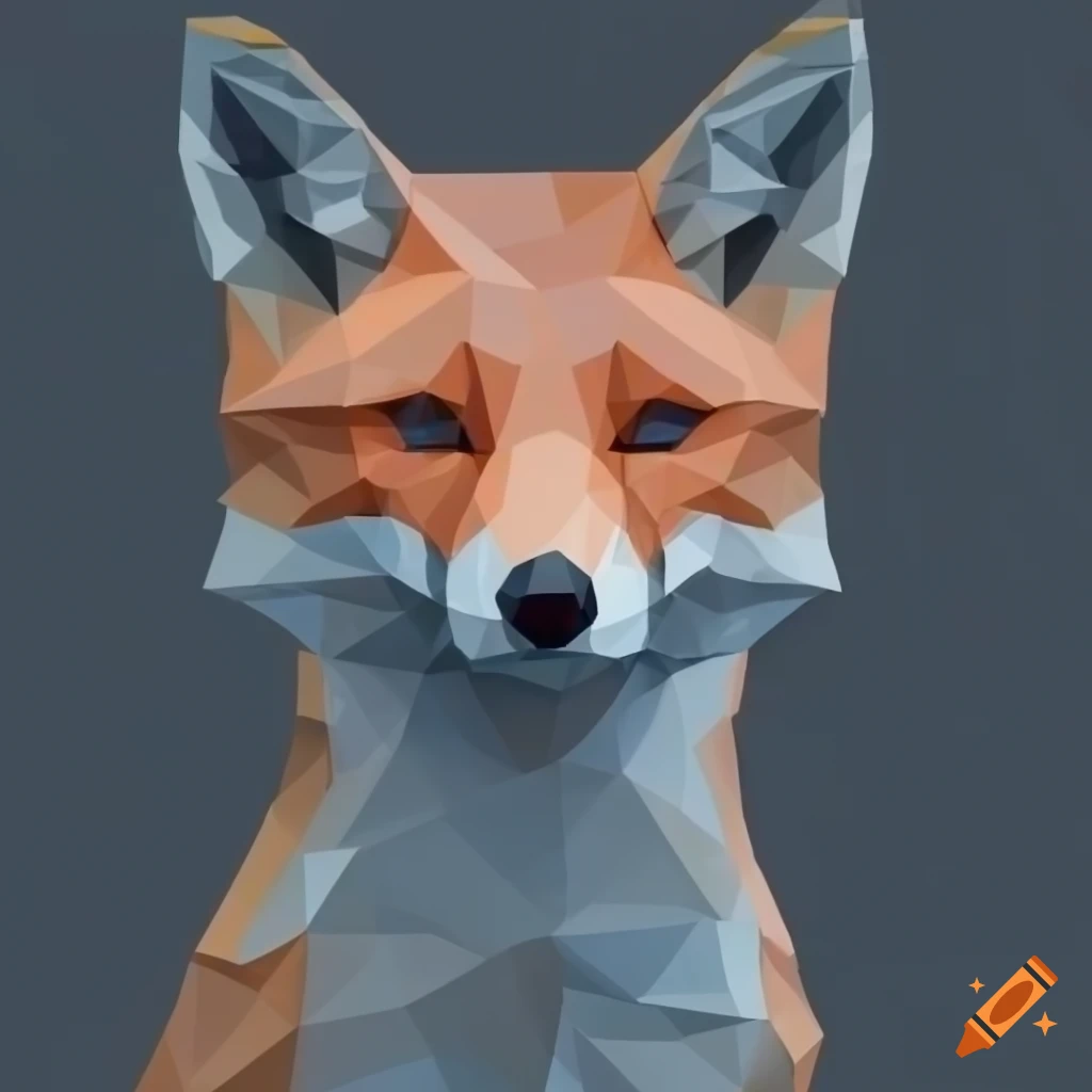 low poly design of a fox