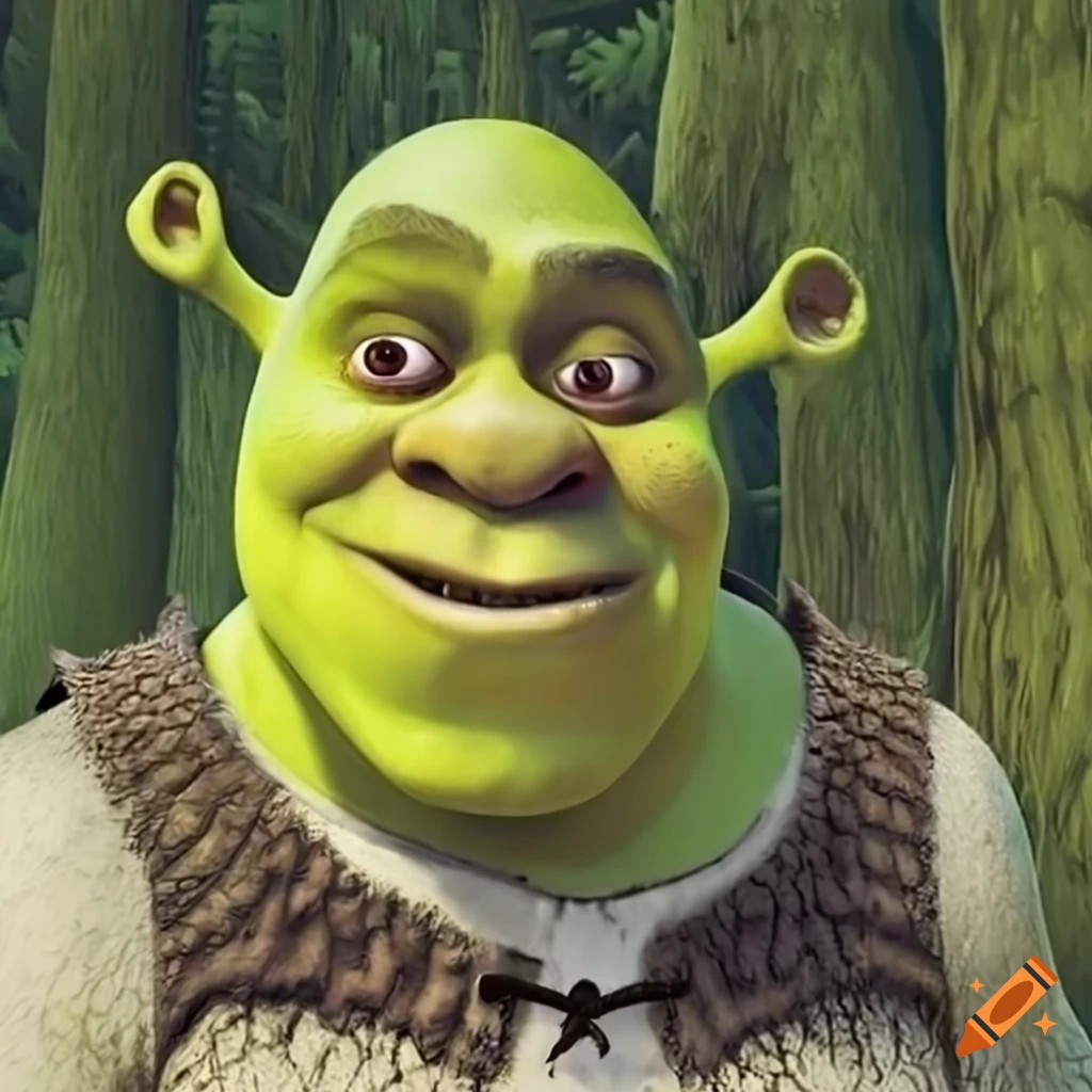 Illustration Of A Funny Shrek In The Forest On Craiyon