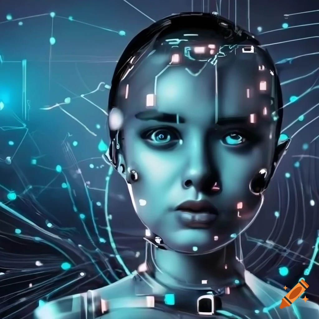futuristic illustration of an AI girl