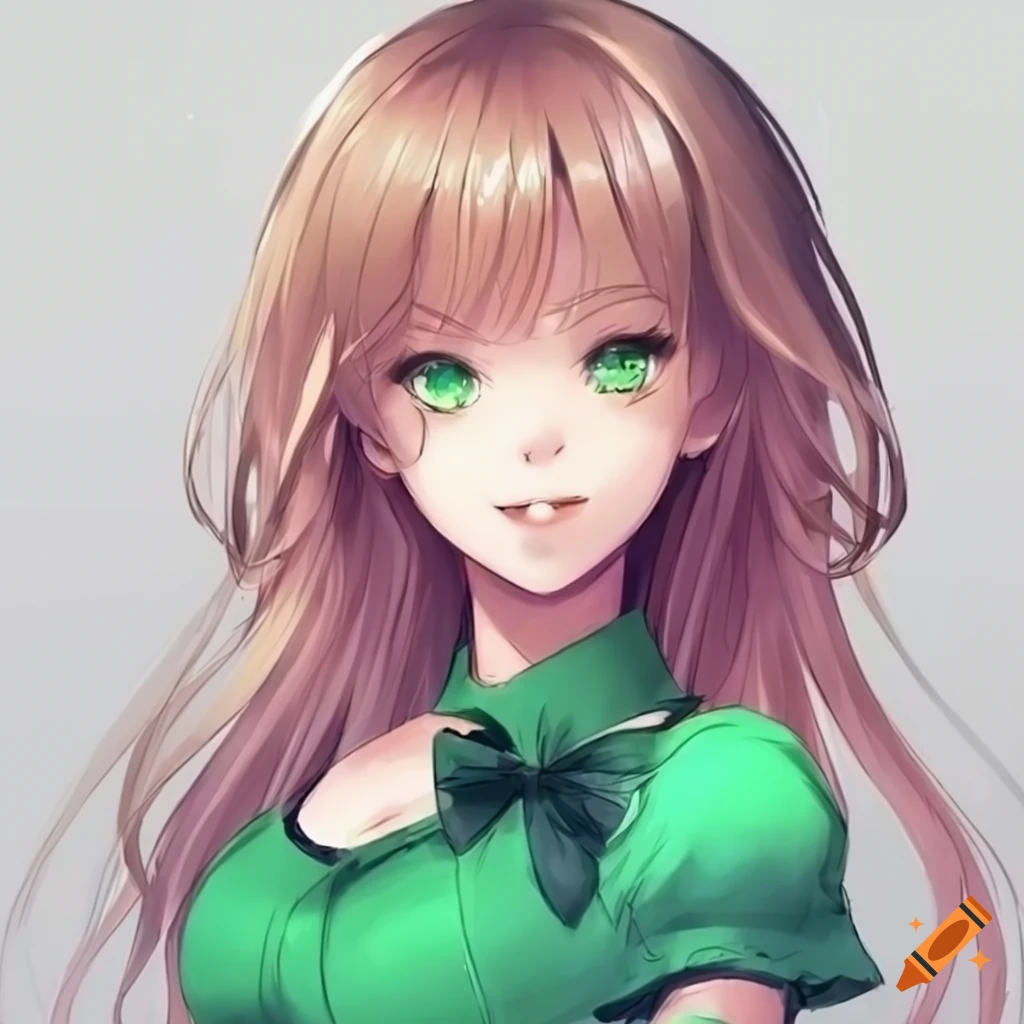 Anime Girl With Blonde Hair And Green Eyes