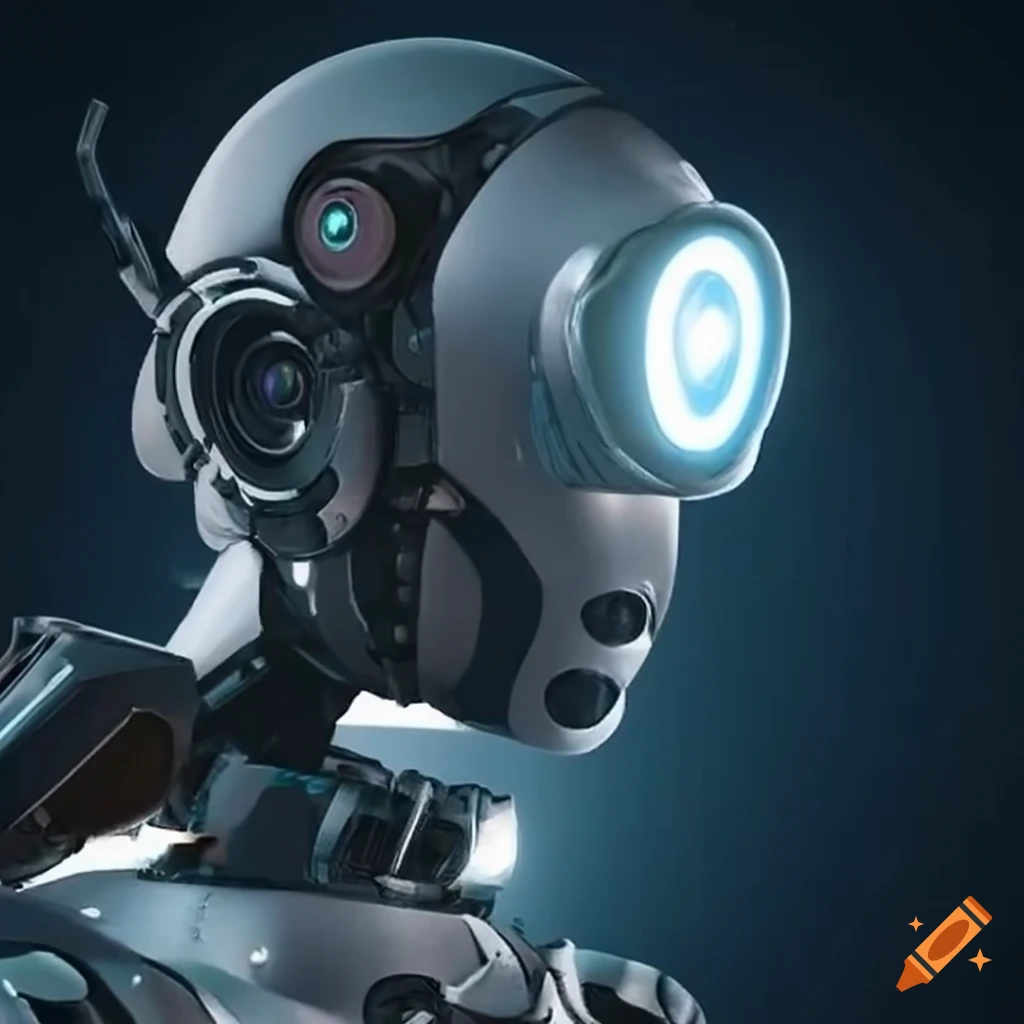 futuristic robot with camera head