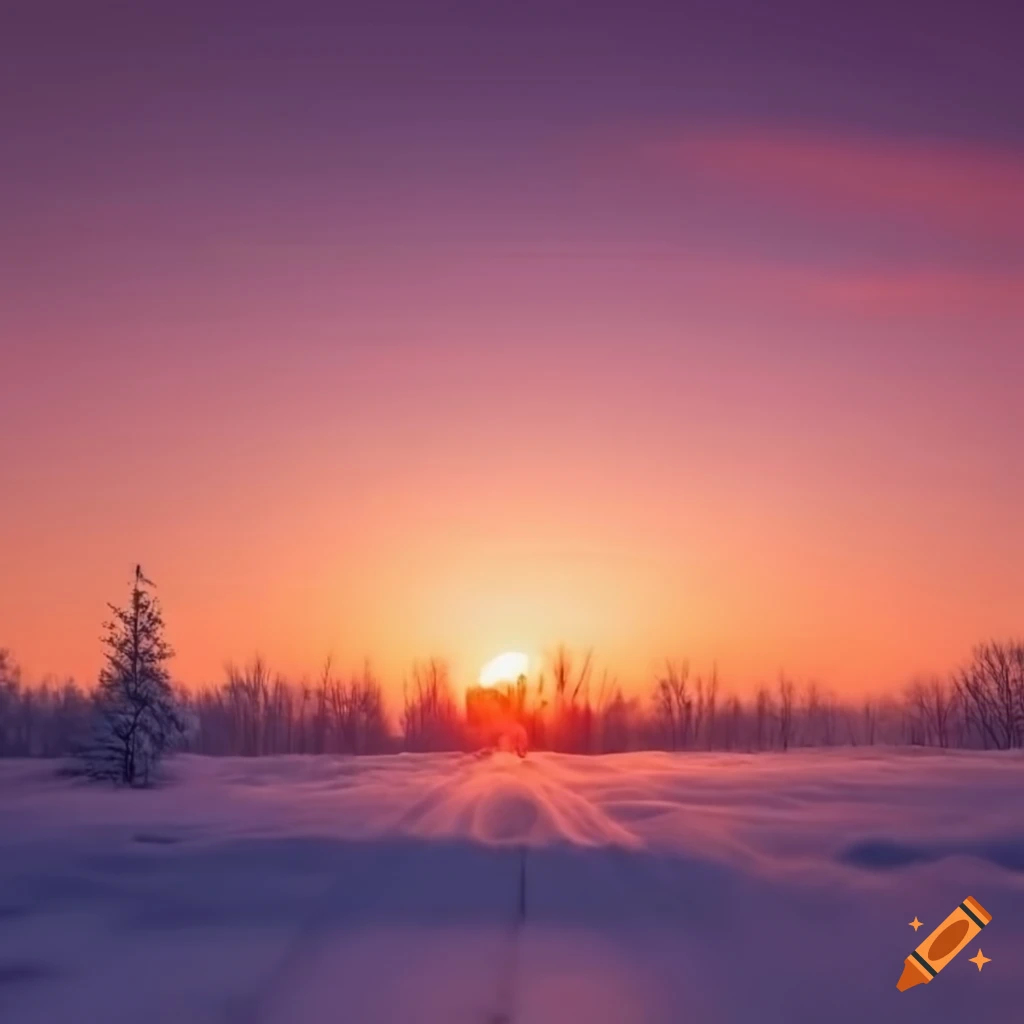 Winter sunset scene