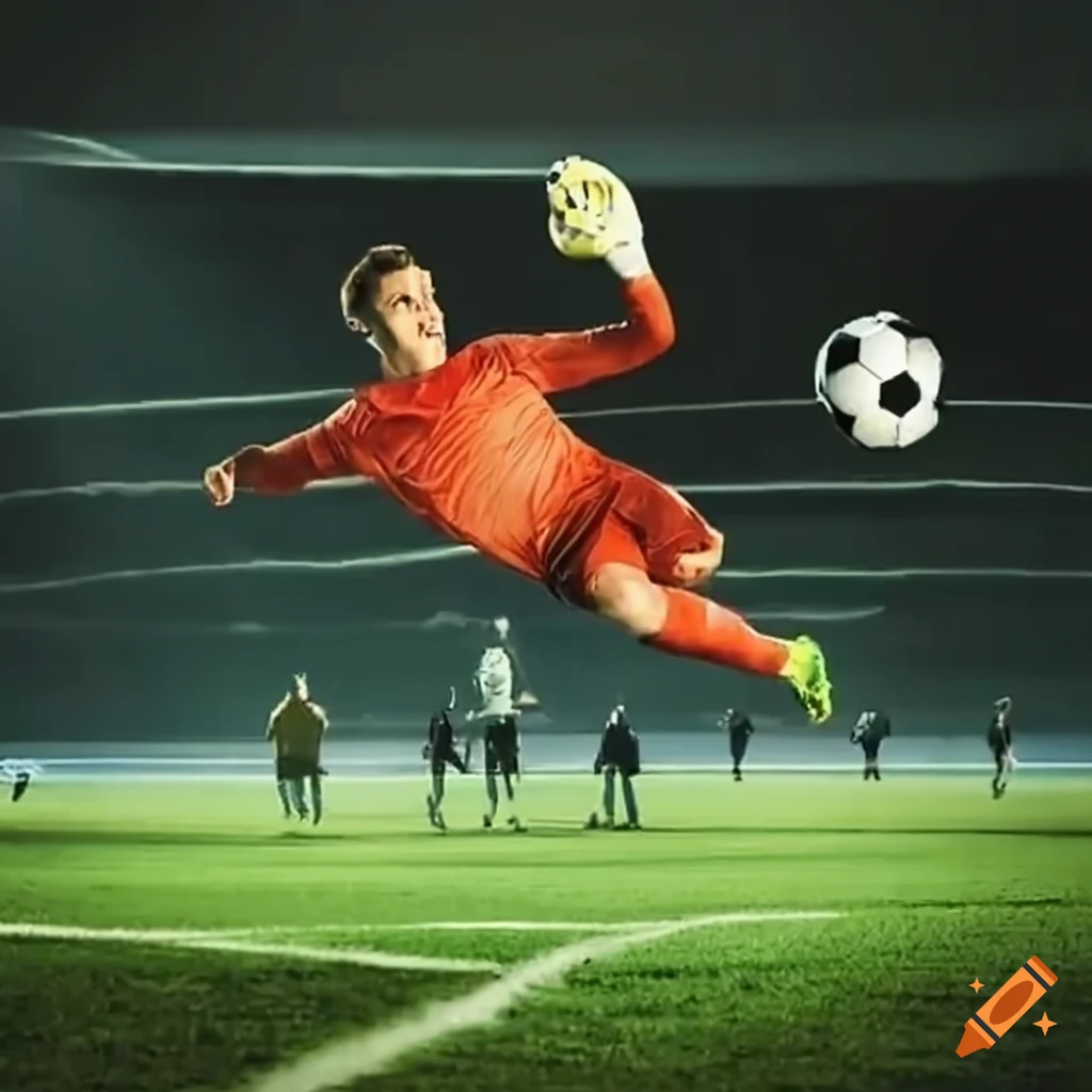 soccer player kicking a ball into the goal