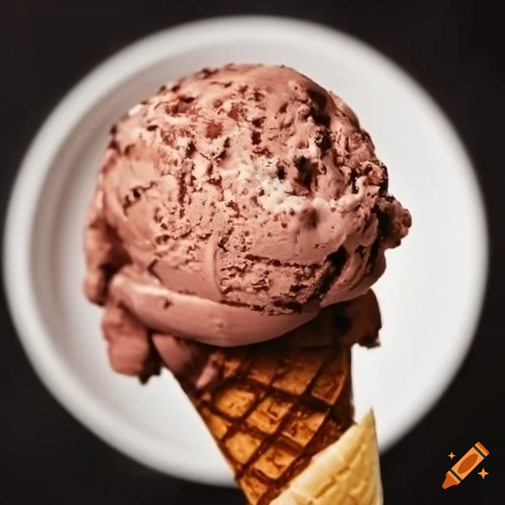 Double scoop salted caramel ice cream with chocolate flake and cone on  Craiyon