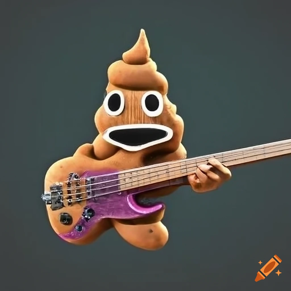Artistic depiction of poop shaped like a bass guitar on Craiyon
