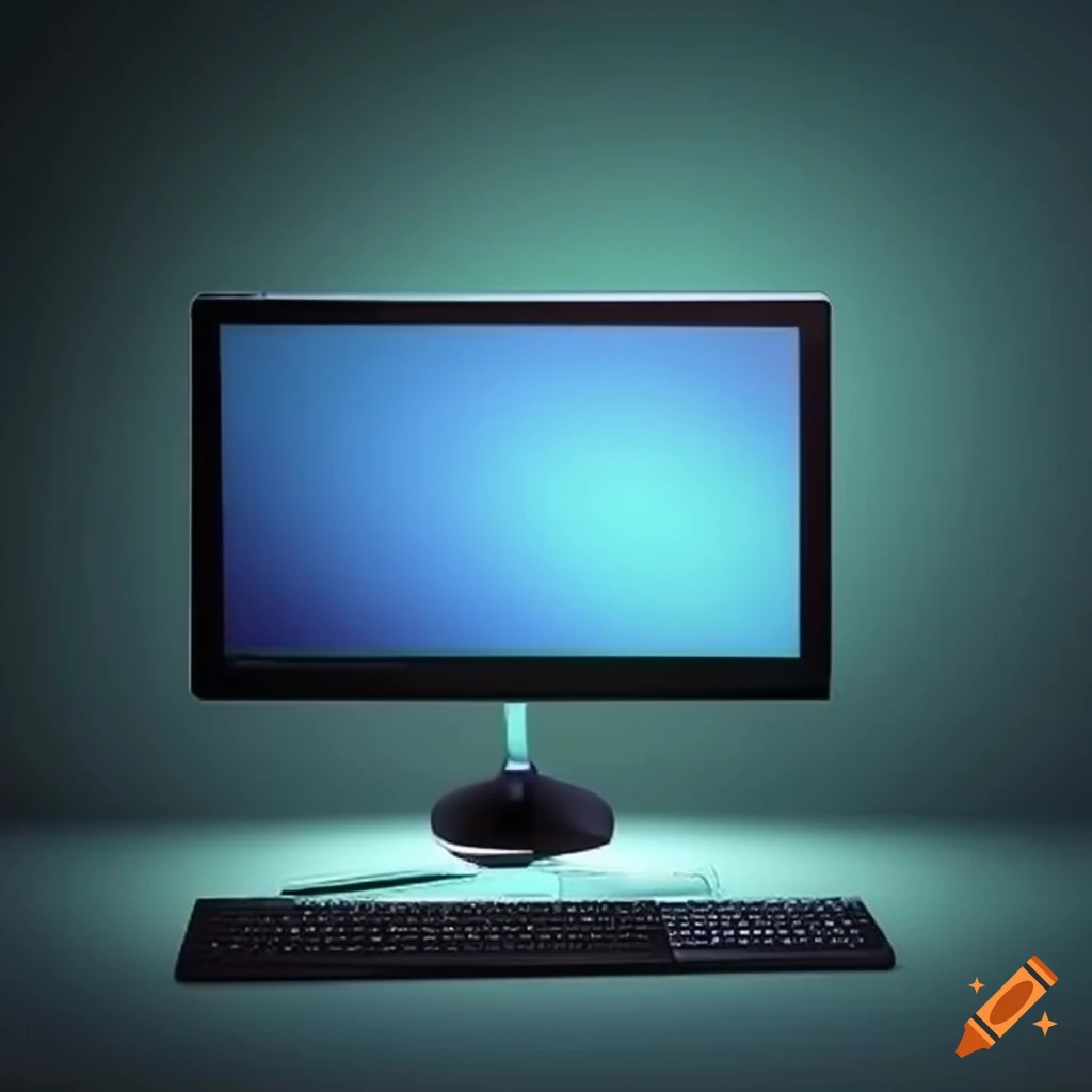 Simple flat design computer monitor with black borders on Craiyon