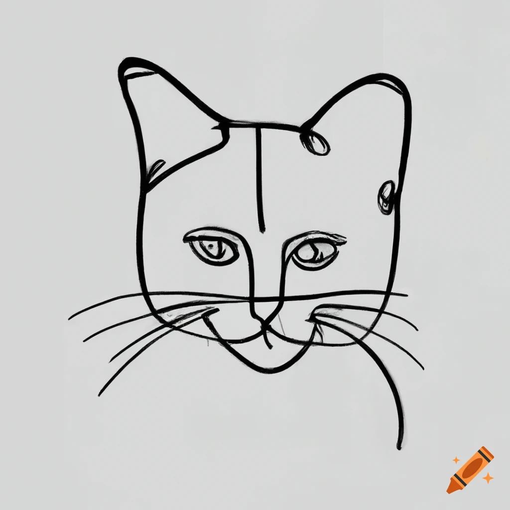 minimalist pencil drawing of a cat face