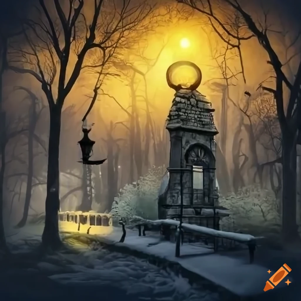 surrealistic park with strange creatures and whimsical elements