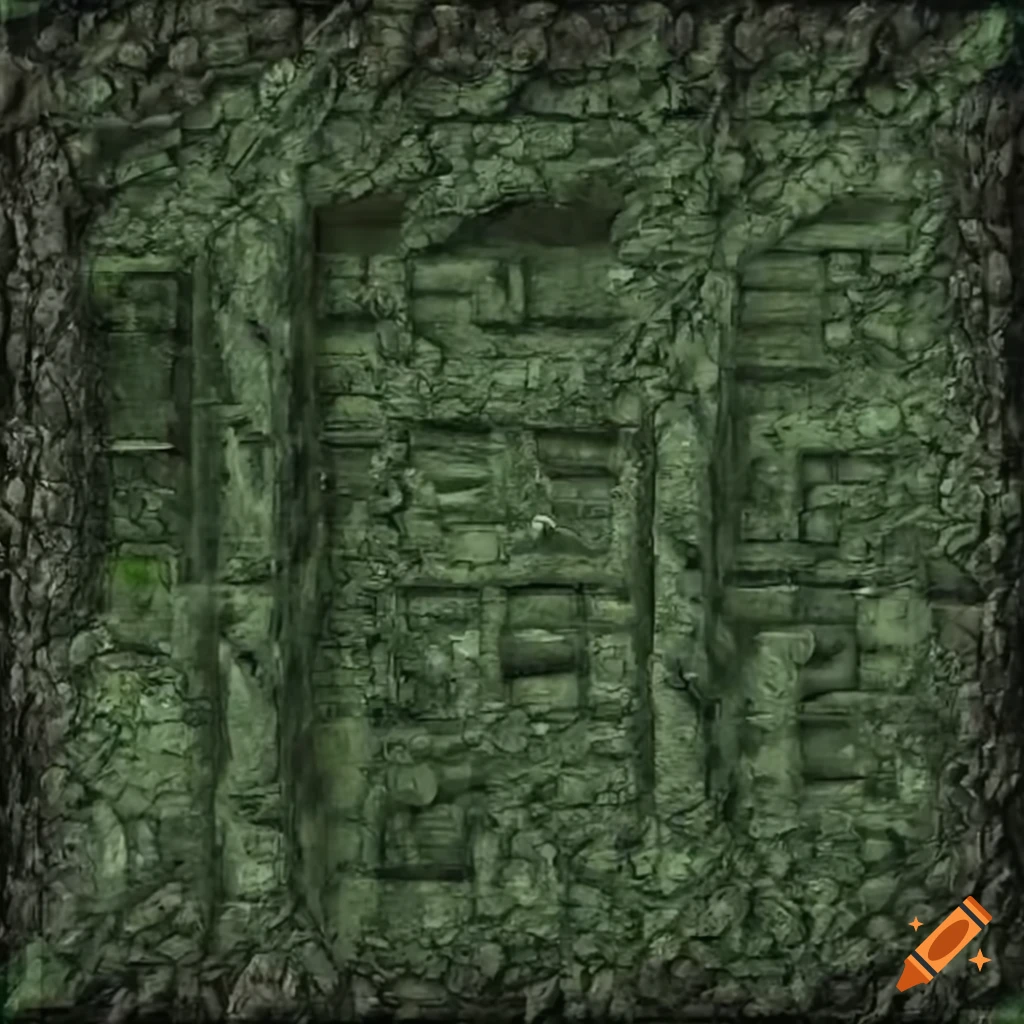 2D game alien in a wet and overgrown ruin