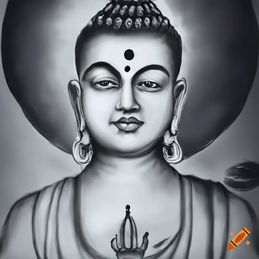 Detailed sketch of gautam buddha