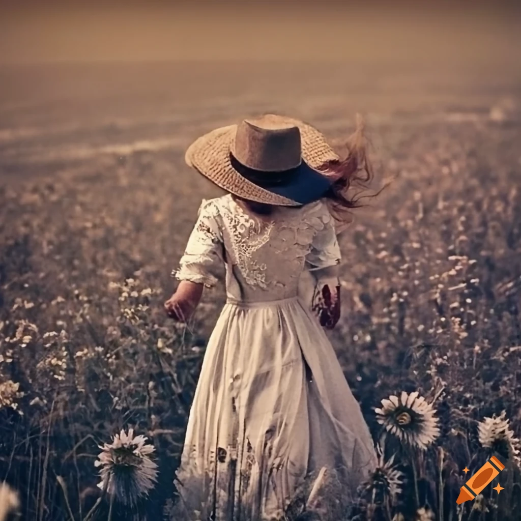 woman running in a flower field