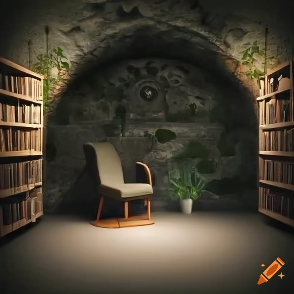 Cozy work office in a stone cave on Craiyon