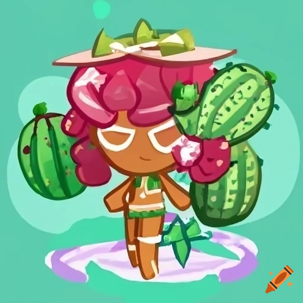 Cookie shaped like a cactus fruit from cookie run game on Craiyon