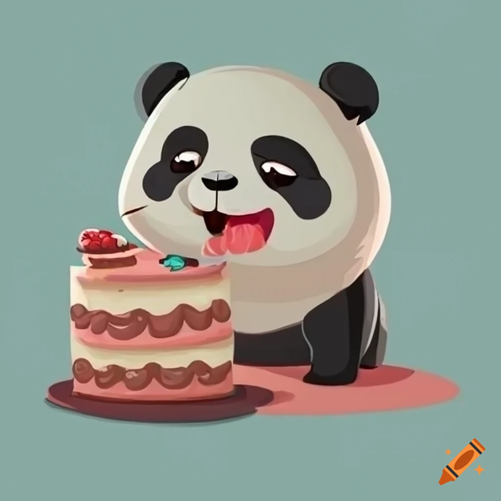 Cute Panda Eating Cake Sticker