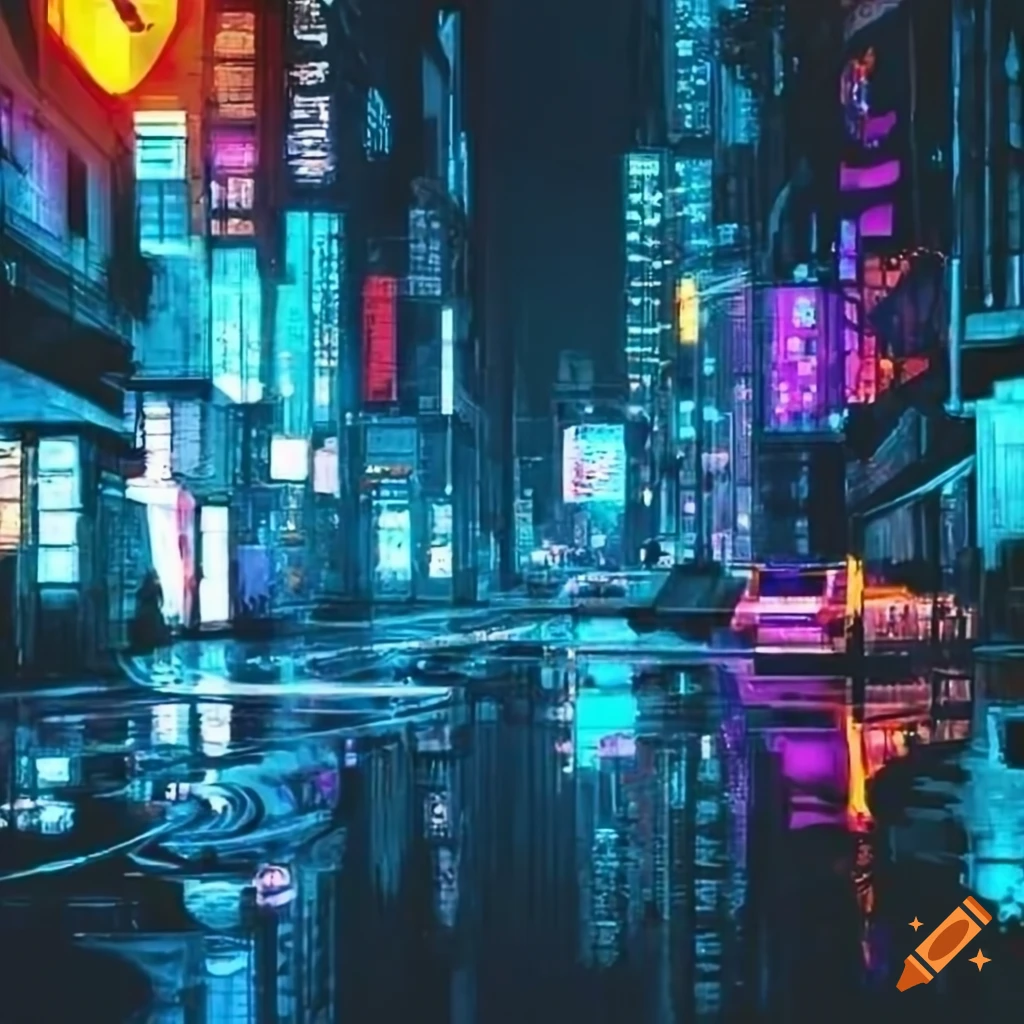 cyberpunk cityscape at night
