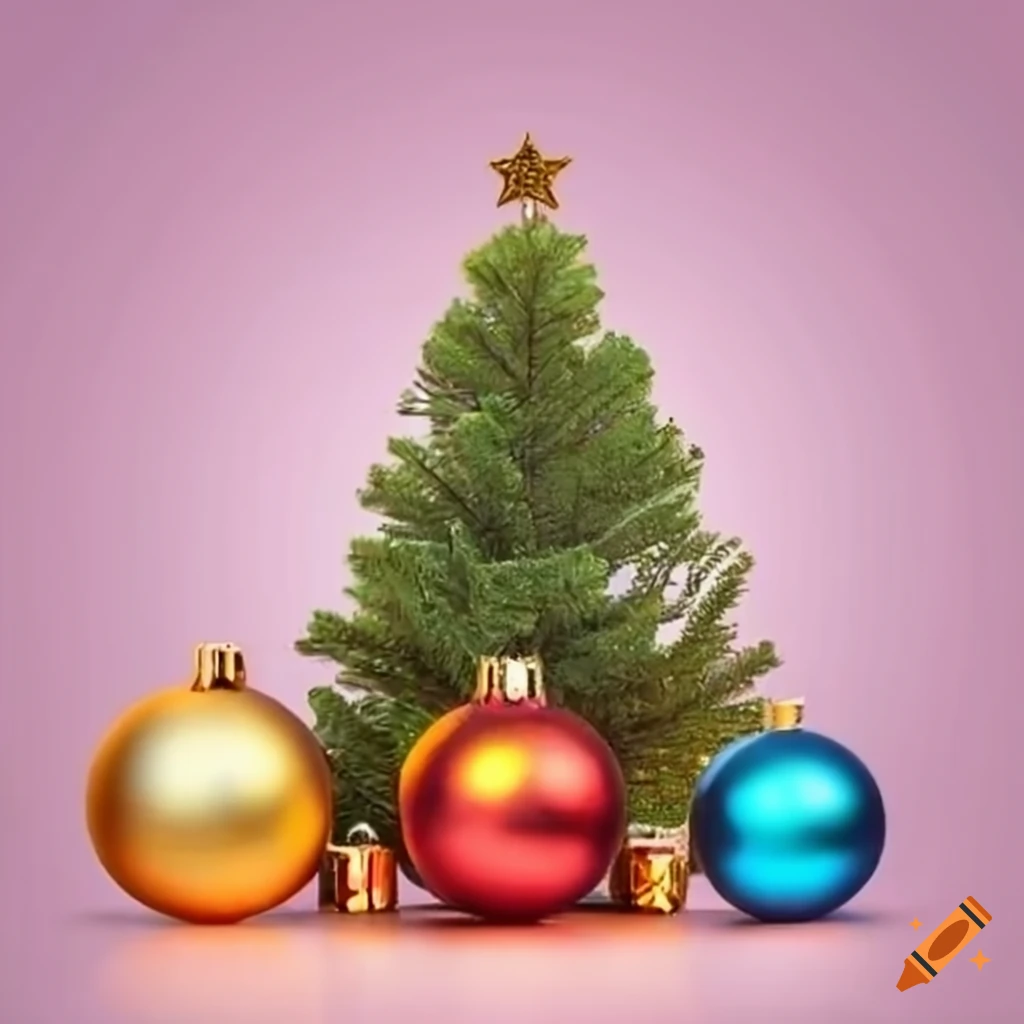 isolated Christmas tree with ornaments and decorations
