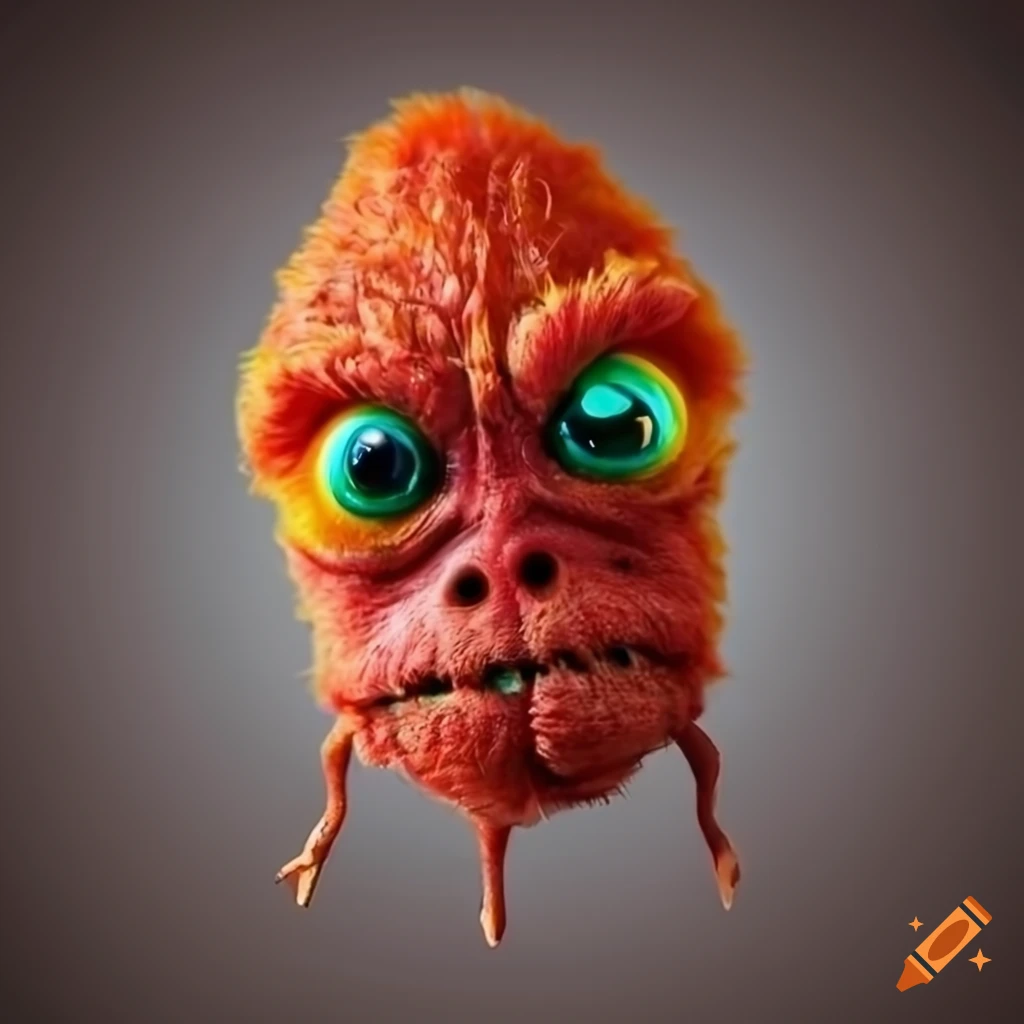 portrait of a fluffy alien in vibrant colors