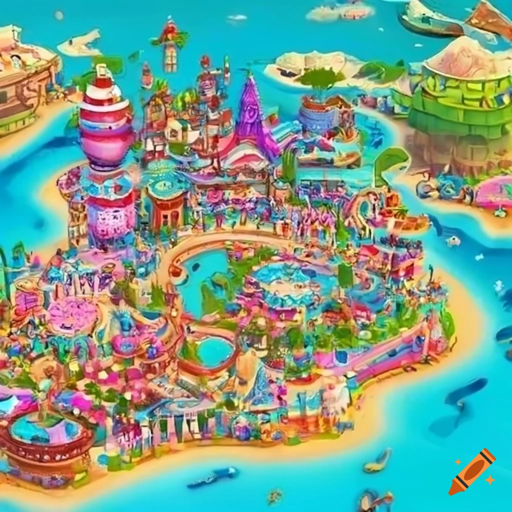 Map Of A Colorful Candy themed Theme Park On Craiyon
