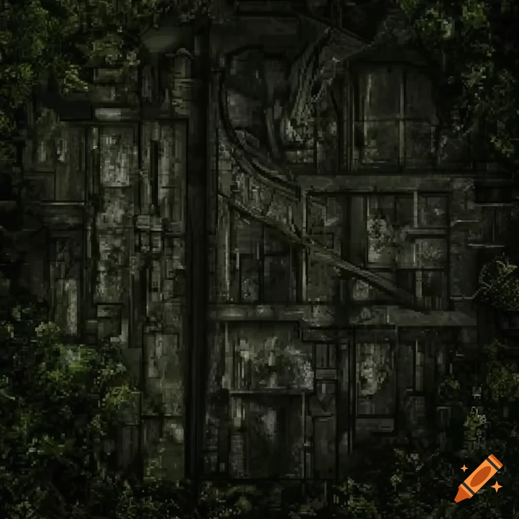creepy 2D alien creature in ruins