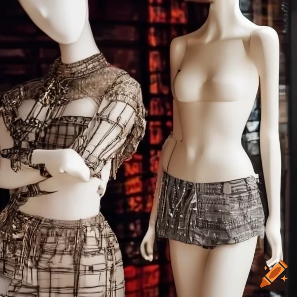Japanese female mannequins in trendy punk fashions