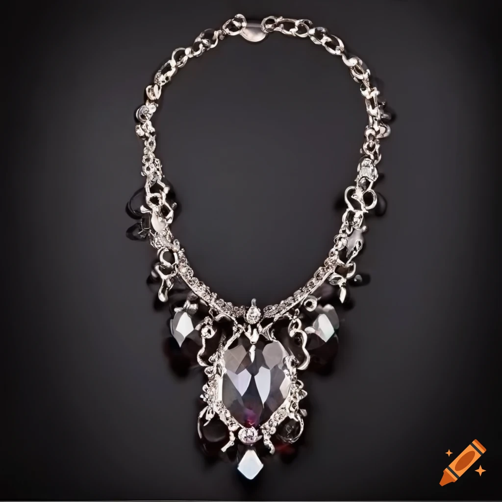 Gothic style necklace with intricate gemstones on Craiyon
