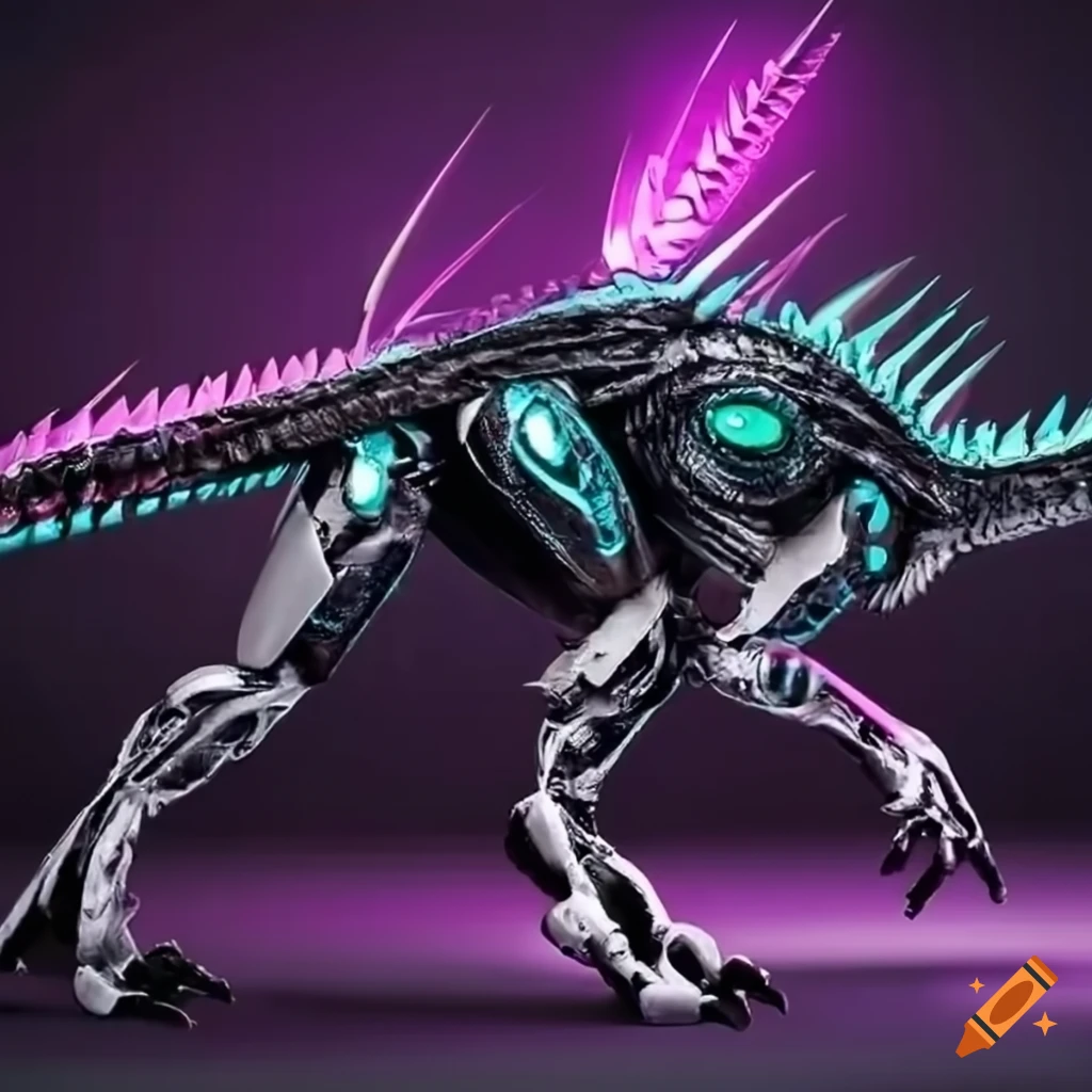 Scifi robotic velociraptor with blade claws on Craiyon
