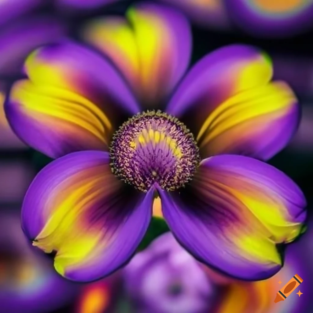 striking flower with black, yellow, and purple stripes