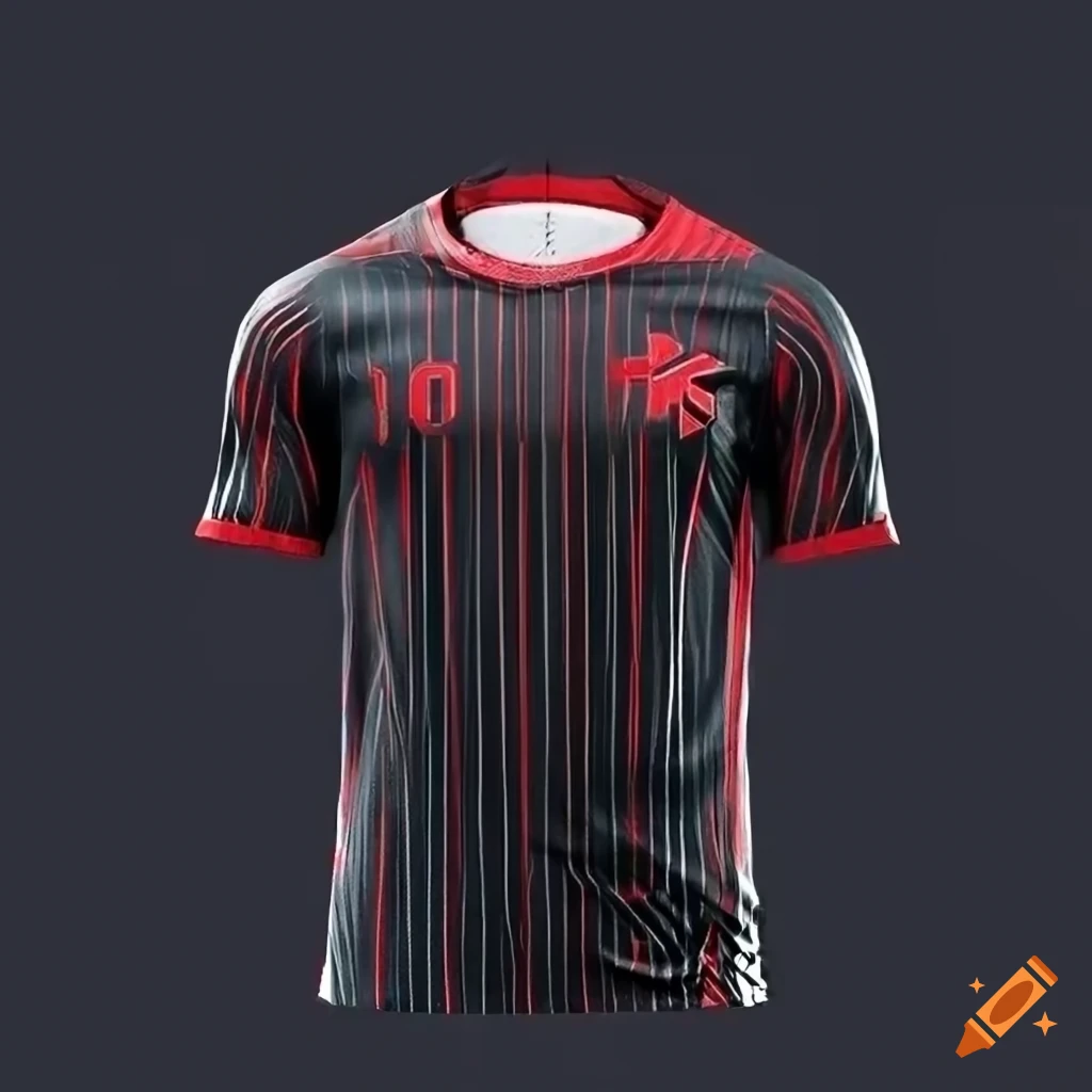 Black and red striped football jersey on Craiyon