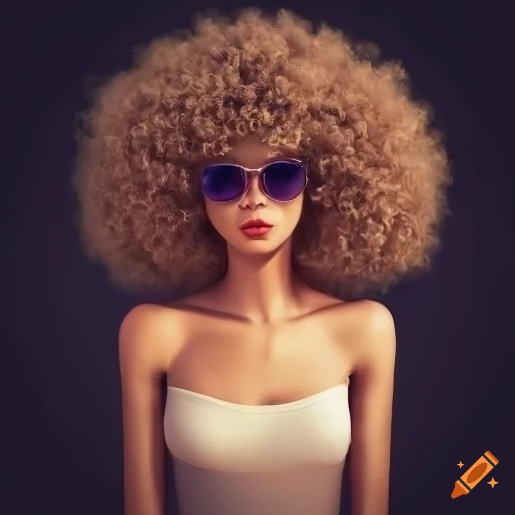 Stylish portrait of woman with bleach blonde afro