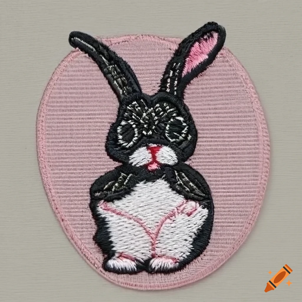 Embroidery patch of a cute rabbit design on Craiyon