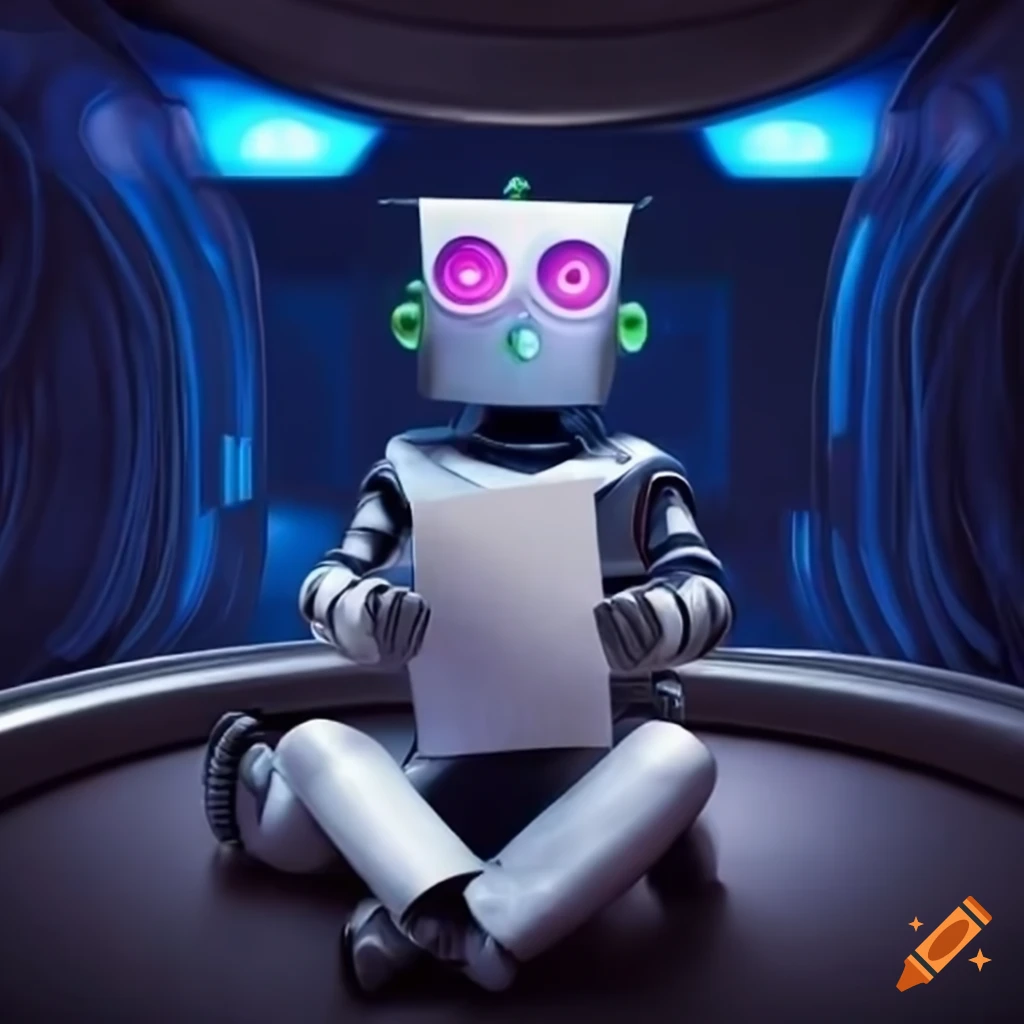 pixar-style robot in a futuristic room