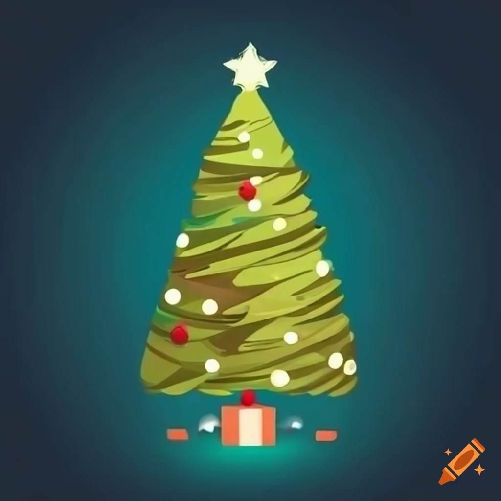 minimalistic Christmas tree on a white background