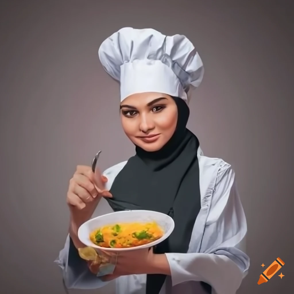 Image Of A Muslim Woman Chef Cooking Delicious Food